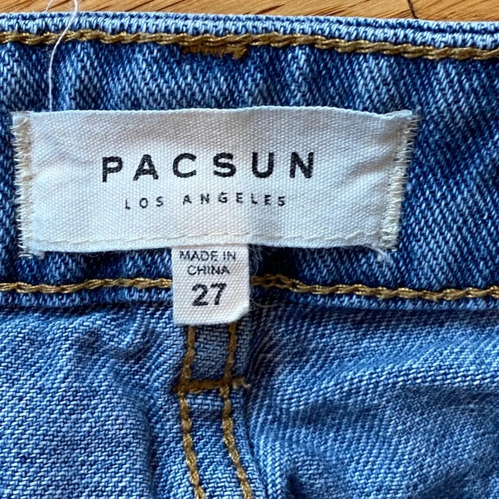 PacSun Denim Mini Jean Skirt Rose Embroidered Retro 27 4 Raw Hem Western